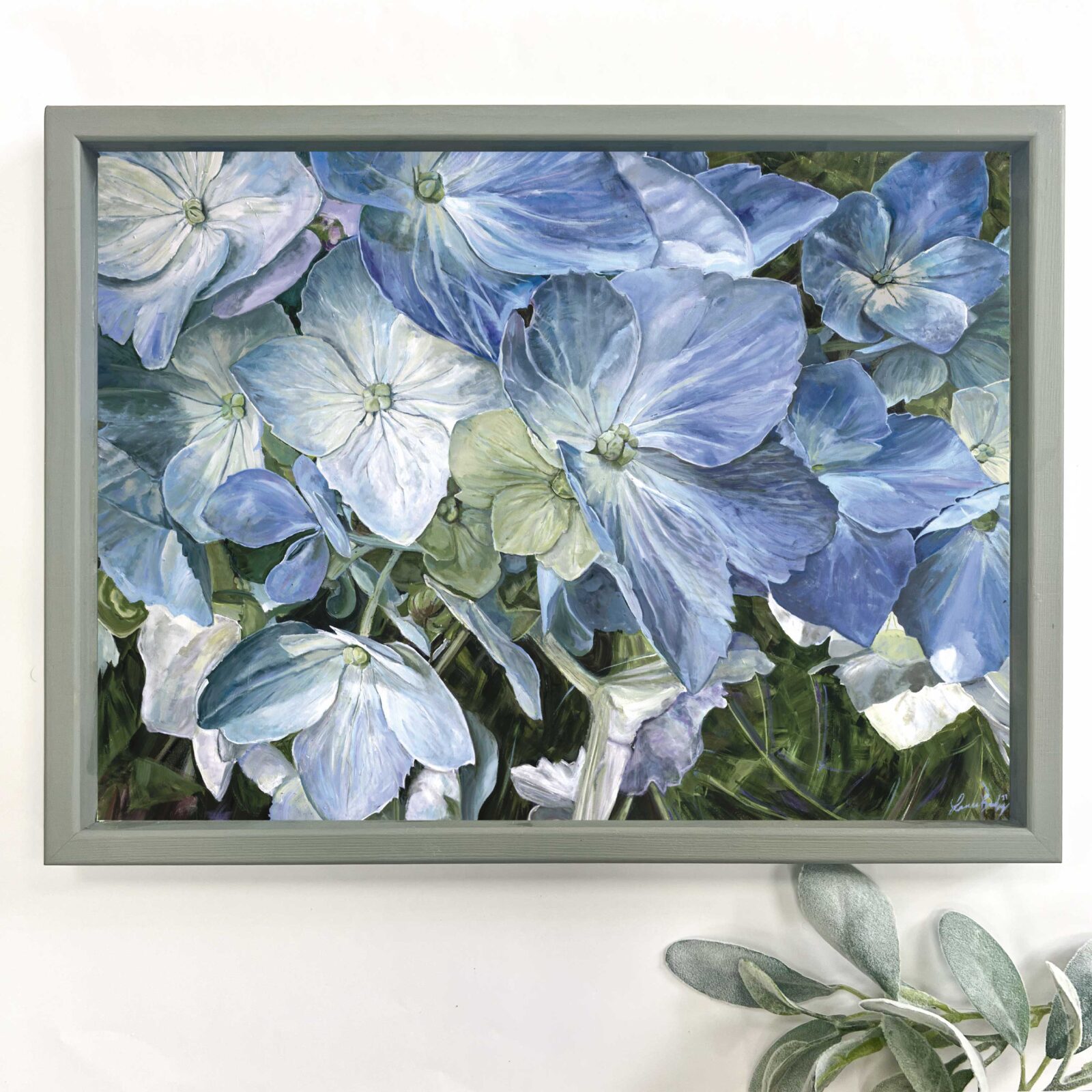 peace something blue-canvas framed floral artist Laura brady